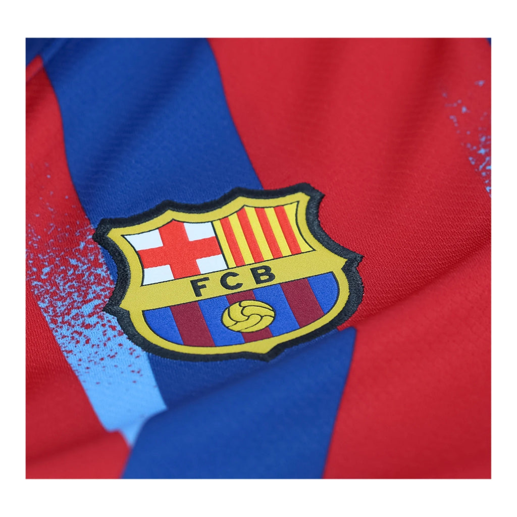 Nike Youth Lewandowski FC Barcelona 4th Soccer Jersey 25/26 (Gym Blue/Salsa Red)