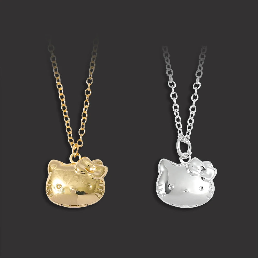 Y2k Hello Kitty Sanrio Necklace With Chain Imitation Pearl Necklace Korean Jewelry for Kids Girls Fashion Pendant