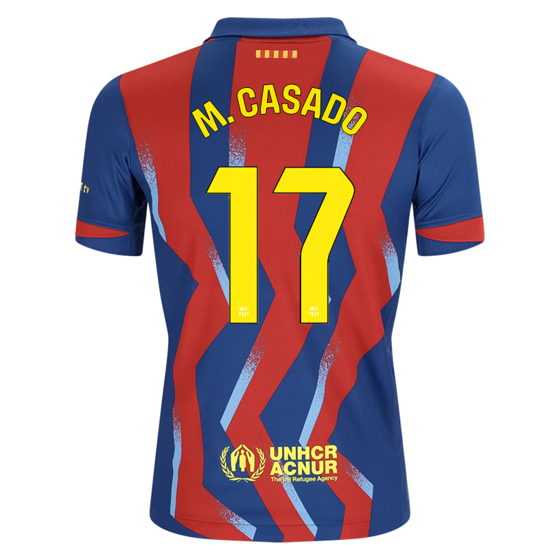 Nike Youth M. Casado FC Barcelona 4th Soccer Jersey 25/26 (Gym Blue/Salsa Red)