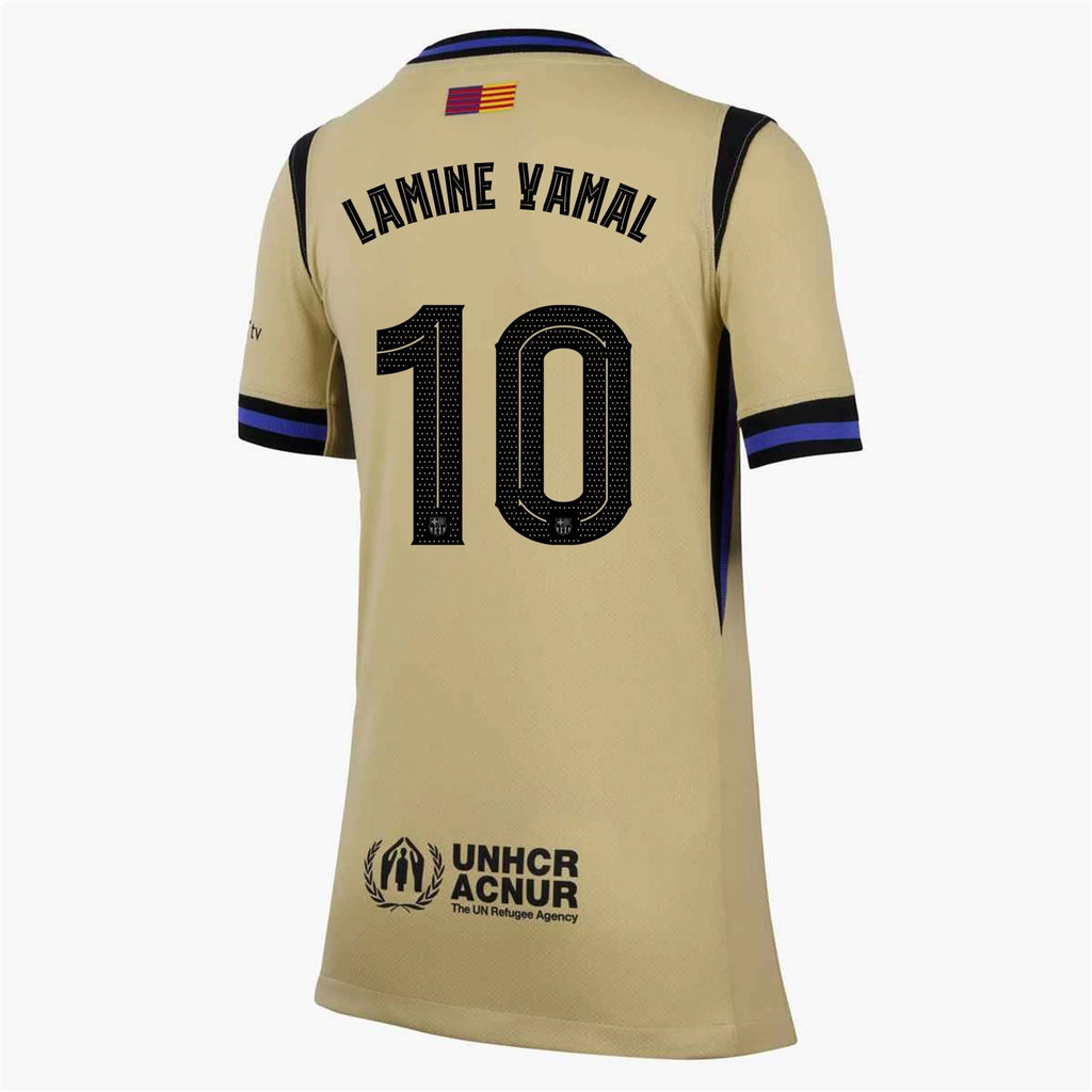 Nike Youth Lamine Yamal FC Barcelona Away Jersey 25/26 (Team Gold/Persian Violet/Black)